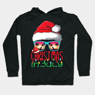 Christmas in July Santa Hat Sunglasses Summer Vacation Hoodie